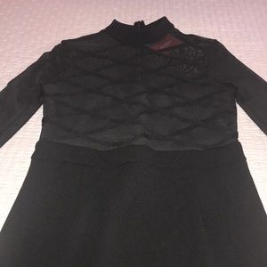 Guess black dress, sheer chest/back/long sleeves